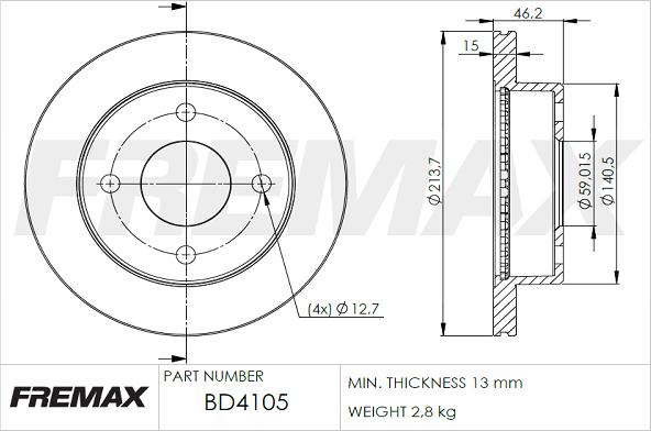 FREMAX BD-4105 - Гальмівний диск autocars.com.ua