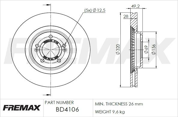 FREMAX BD-4106 - Гальмівний диск autocars.com.ua