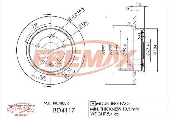 FREMAX BD-4117 - Гальмівний диск autocars.com.ua