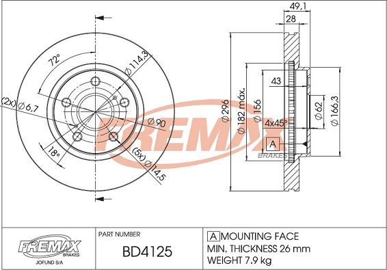 FREMAX BD-4125 - Гальмівний диск autocars.com.ua