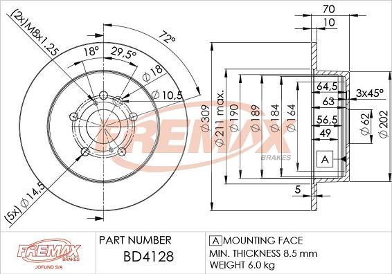 FREMAX BD-4128 - Гальмівний диск autocars.com.ua