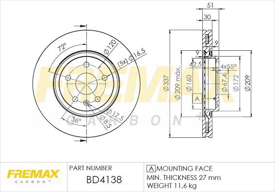 FREMAX BD-4138 - Гальмівний диск autocars.com.ua