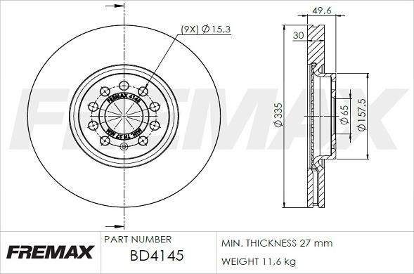 FREMAX BD-4145 - Тормозной диск avtokuzovplus.com.ua