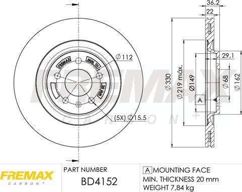 FREMAX BD-4152 - Тормозной диск avtokuzovplus.com.ua