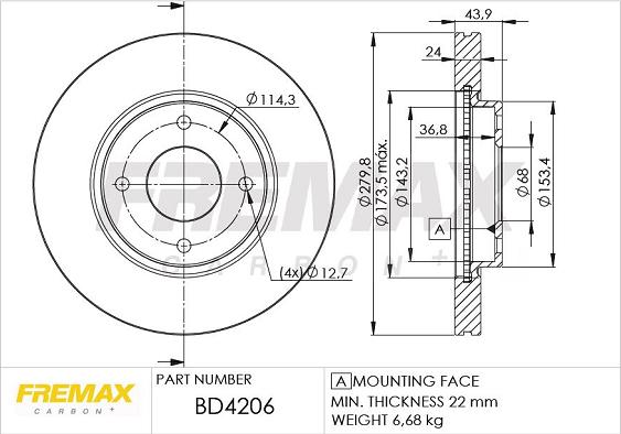 FREMAX BD-4206 - Гальмівний диск autocars.com.ua