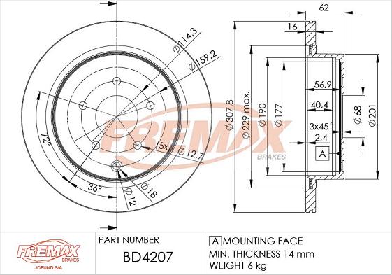 FREMAX BD-4207 - Гальмівний диск autocars.com.ua