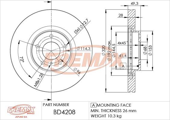 FREMAX BD-4208 - Тормозной диск autodnr.net