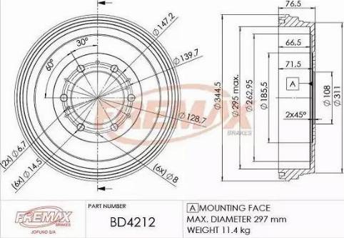 FREMAX BD-4212 - Гальмівний барабан autocars.com.ua