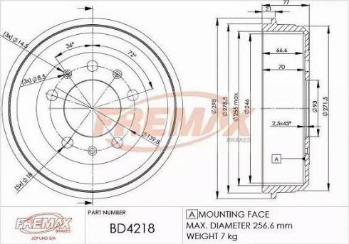 FREMAX BD-4218 - Гальмівний барабан autocars.com.ua