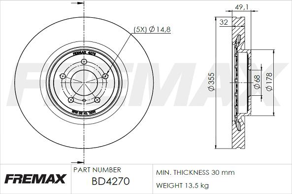 FREMAX BD-4270 - Гальмівний диск autocars.com.ua