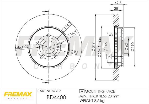 FREMAX BD-4400 - Гальмівний диск autocars.com.ua