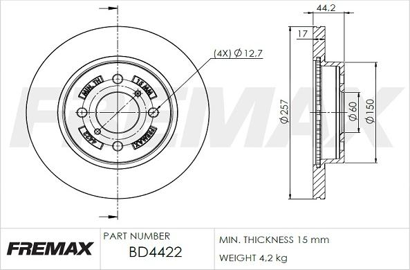 FREMAX BD-4422 - Тормозной диск avtokuzovplus.com.ua