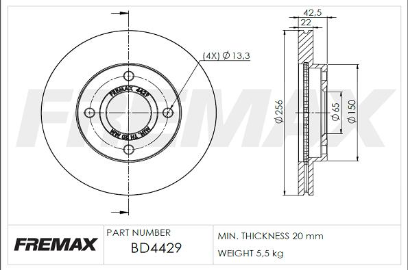 FREMAX BD-4429 - Гальмівний диск autocars.com.ua