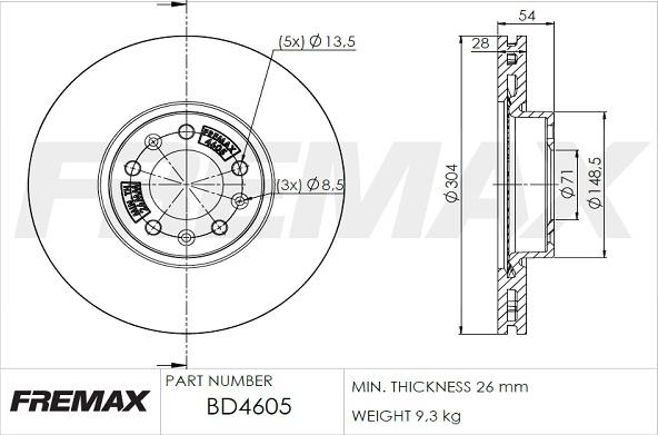 FREMAX BD-4605 - Гальмівний диск autocars.com.ua