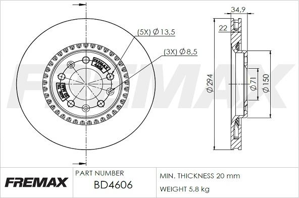 FREMAX BD-4606 - Гальмівний диск autocars.com.ua