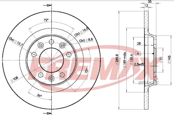 FREMAX BD-4609 - Тормозной диск avtokuzovplus.com.ua