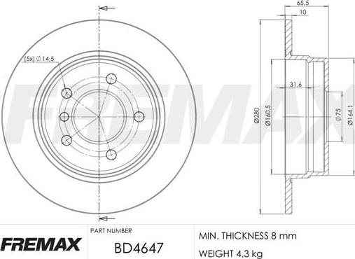 FREMAX BD-4647 - Тормозной диск avtokuzovplus.com.ua