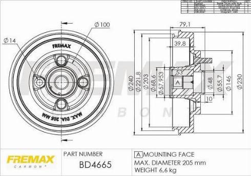 FREMAX BD-4665-KT - Гальмівний барабан autocars.com.ua