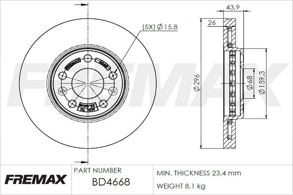 FREMAX BD-4668 - Тормозной диск avtokuzovplus.com.ua