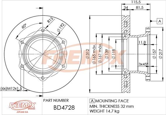 FREMAX BD-4728 - Гальмівний диск autocars.com.ua