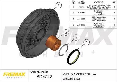 FREMAX BD-4742 - Тормозной барабан avtokuzovplus.com.ua