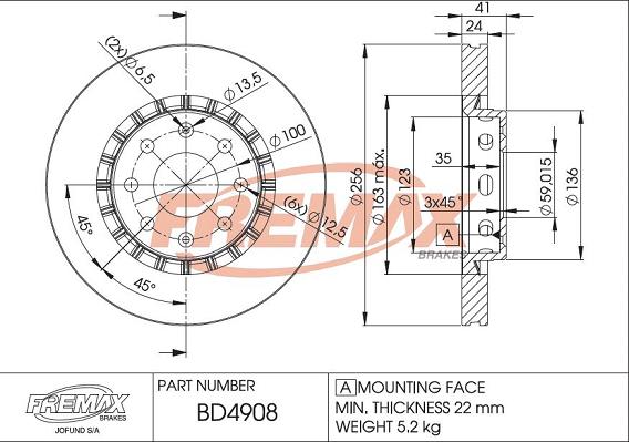 FREMAX BD-4908 - Гальмівний диск autocars.com.ua