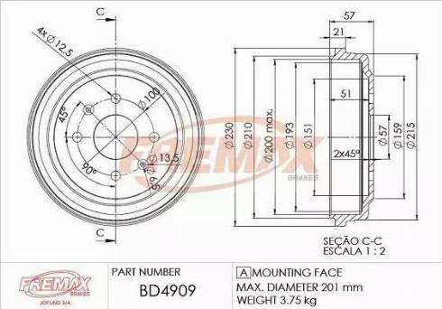 FREMAX BD-4909 - Гальмівний барабан autocars.com.ua