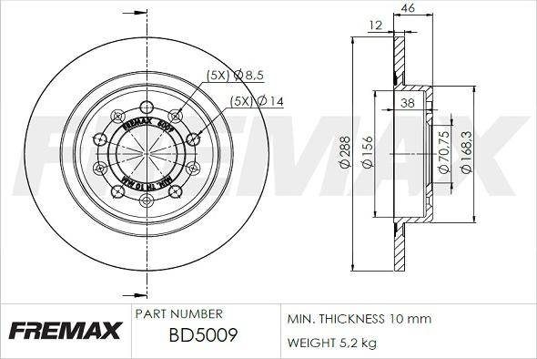 FREMAX BD-5009 - Гальмівний диск autocars.com.ua