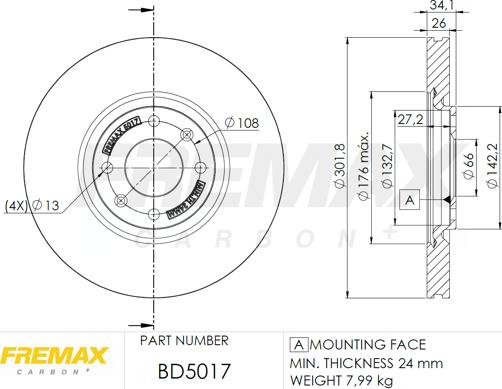 FREMAX BD-5017 - Тормозной диск avtokuzovplus.com.ua