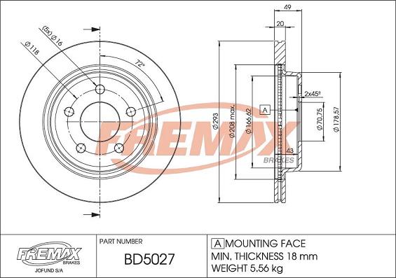 FREMAX BD-5027 - Гальмівний диск autocars.com.ua