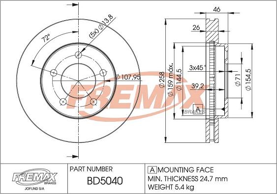 FREMAX BD-5040 - Гальмівний диск autocars.com.ua