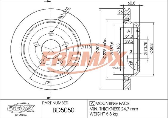 FREMAX BD-5050 - Тормозной диск avtokuzovplus.com.ua