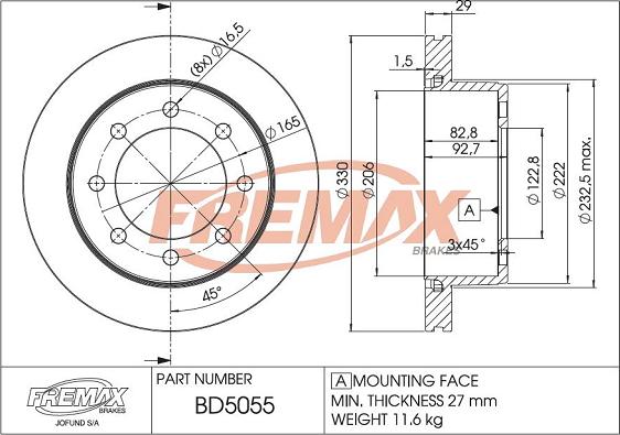 FREMAX BD-5055 - Гальмівний диск autocars.com.ua