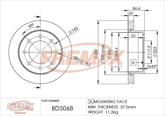 FREMAX BD-5068 - Гальмівний диск autocars.com.ua