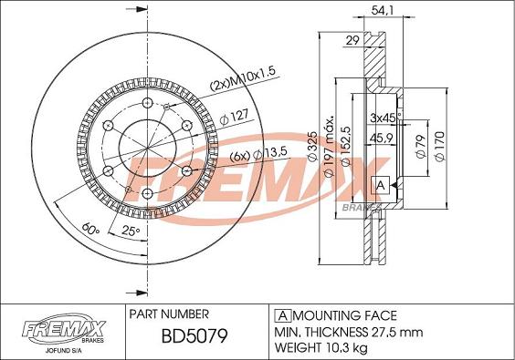 FREMAX BD-5079 - Гальмівний диск autocars.com.ua