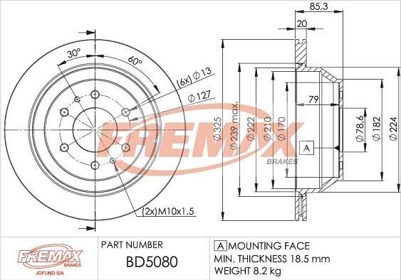 FREMAX BD-5080 - Тормозной диск avtokuzovplus.com.ua