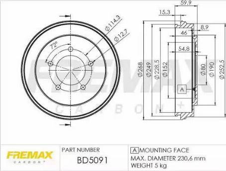 FREMAX BD-5091 - Гальмівний барабан autocars.com.ua