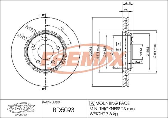 FREMAX BD-5093 - Гальмівний диск autocars.com.ua