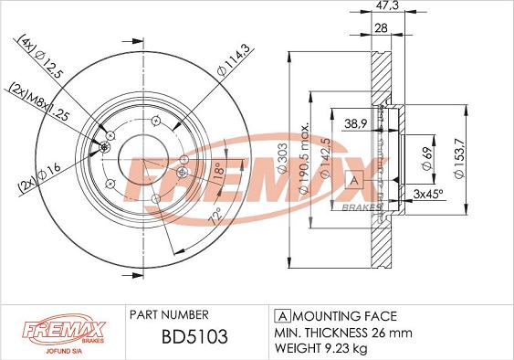 FREMAX BD-5103 - Тормозной диск avtokuzovplus.com.ua