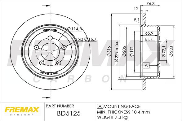 FREMAX BD-5125 - Гальмівний диск autocars.com.ua