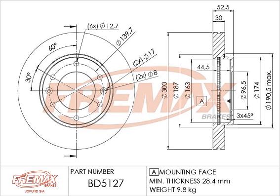 FREMAX BD-5127 - Тормозной диск avtokuzovplus.com.ua