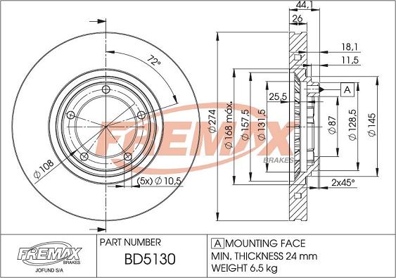 FREMAX BD-5130 - Тормозной диск avtokuzovplus.com.ua