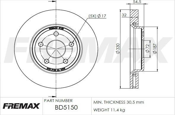 FREMAX BD-5150 - Гальмівний диск autocars.com.ua