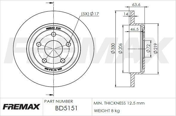 FREMAX BD-5151 - Тормозной диск avtokuzovplus.com.ua