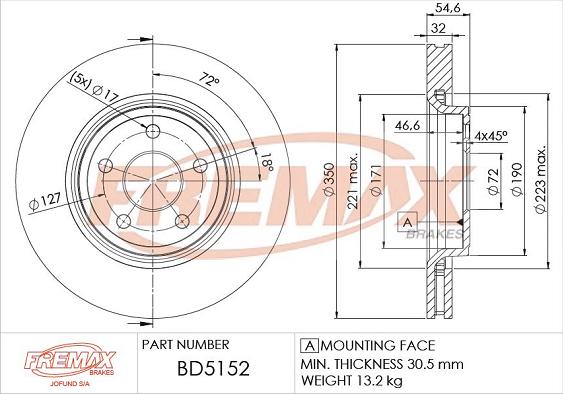 FREMAX BD-5152 - Тормозной диск avtokuzovplus.com.ua