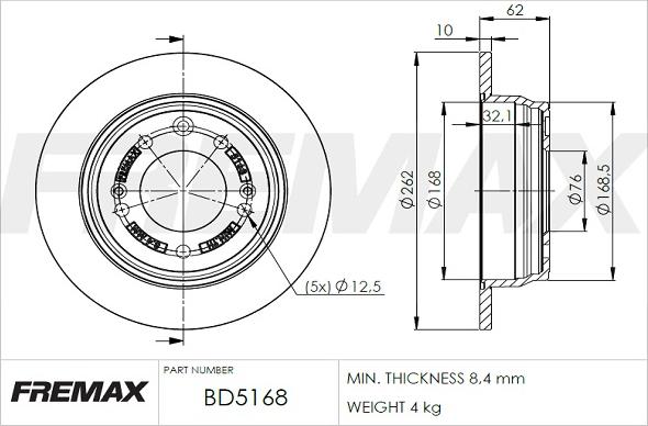 FREMAX BD-5168 - Тормозной диск avtokuzovplus.com.ua