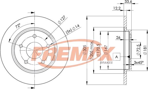 FREMAX BD-5173 - Гальмівний диск autocars.com.ua