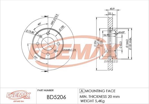 FREMAX BD-5206 - Гальмівний диск autocars.com.ua