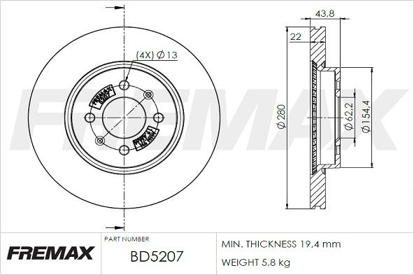 FREMAX BD-5207 - Гальмівний диск autocars.com.ua