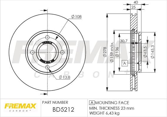 FREMAX BD-5212 - Тормозной диск avtokuzovplus.com.ua